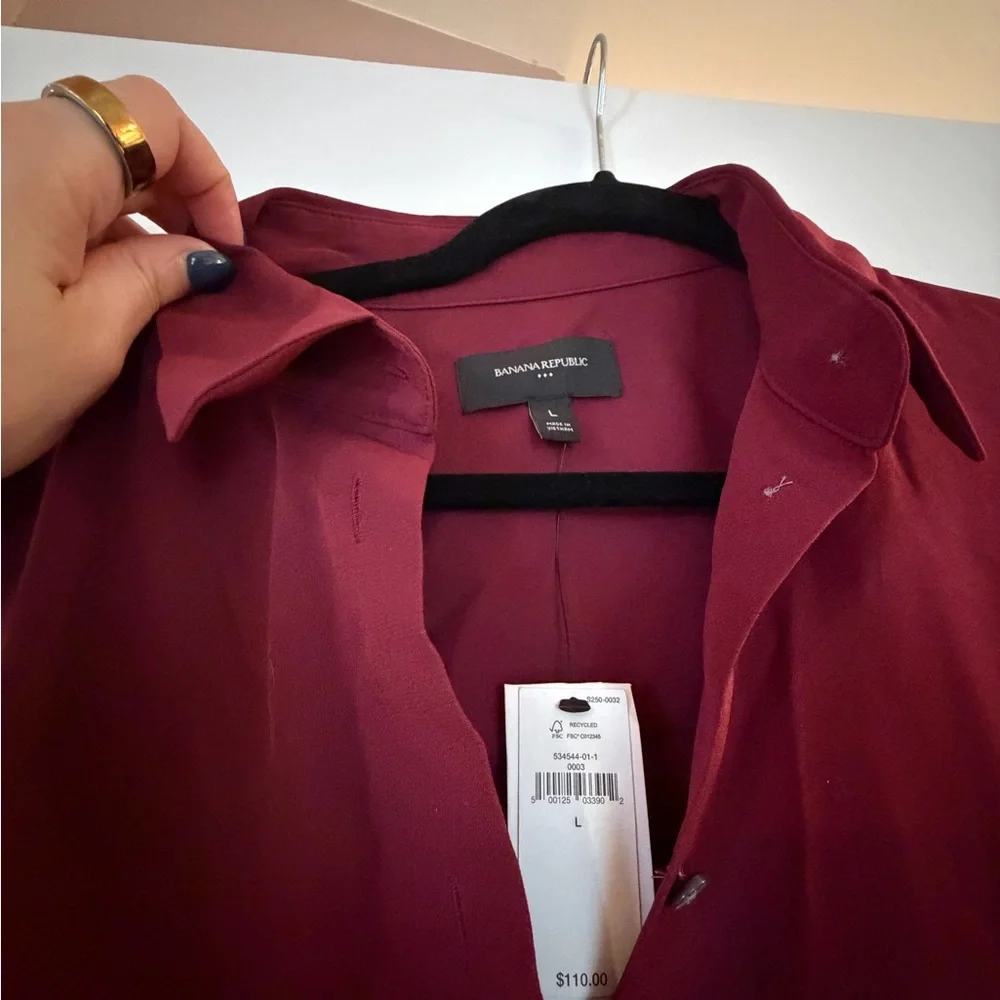 Banana Republic Burgundy Button-Front Maxi Shirt Dress - Picture 2 of 3